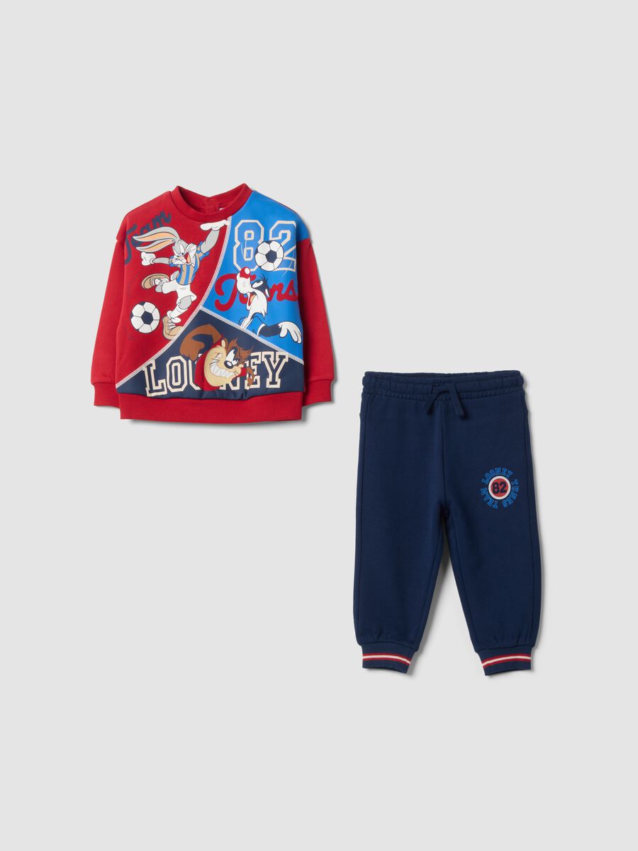Red organic cotton Looney Tunes print tracksuit_0