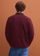 Red wool-blend cardigan with deep V-neck_3