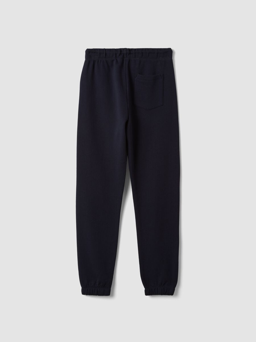 Navy cotton fleece joggers, regular fit_1