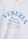 White pure cotton T-shirt with front print, regular fit_5