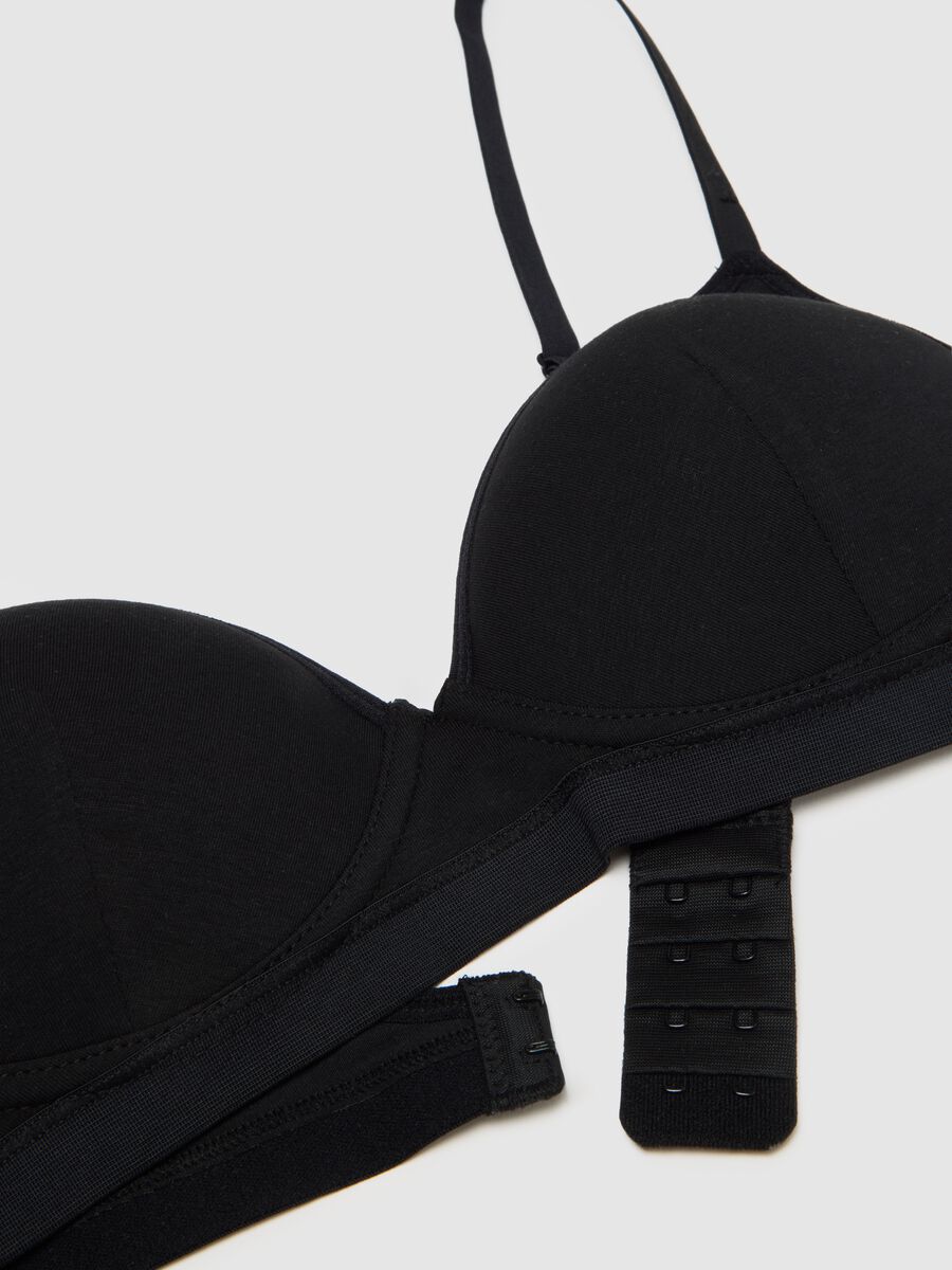 Black Stretch Cotton Bra_5