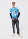 Black stretch cotton jeans with elasticated waist for boys_1