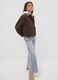 Brown cotton-blend jacket with contrast collar for girls_1
