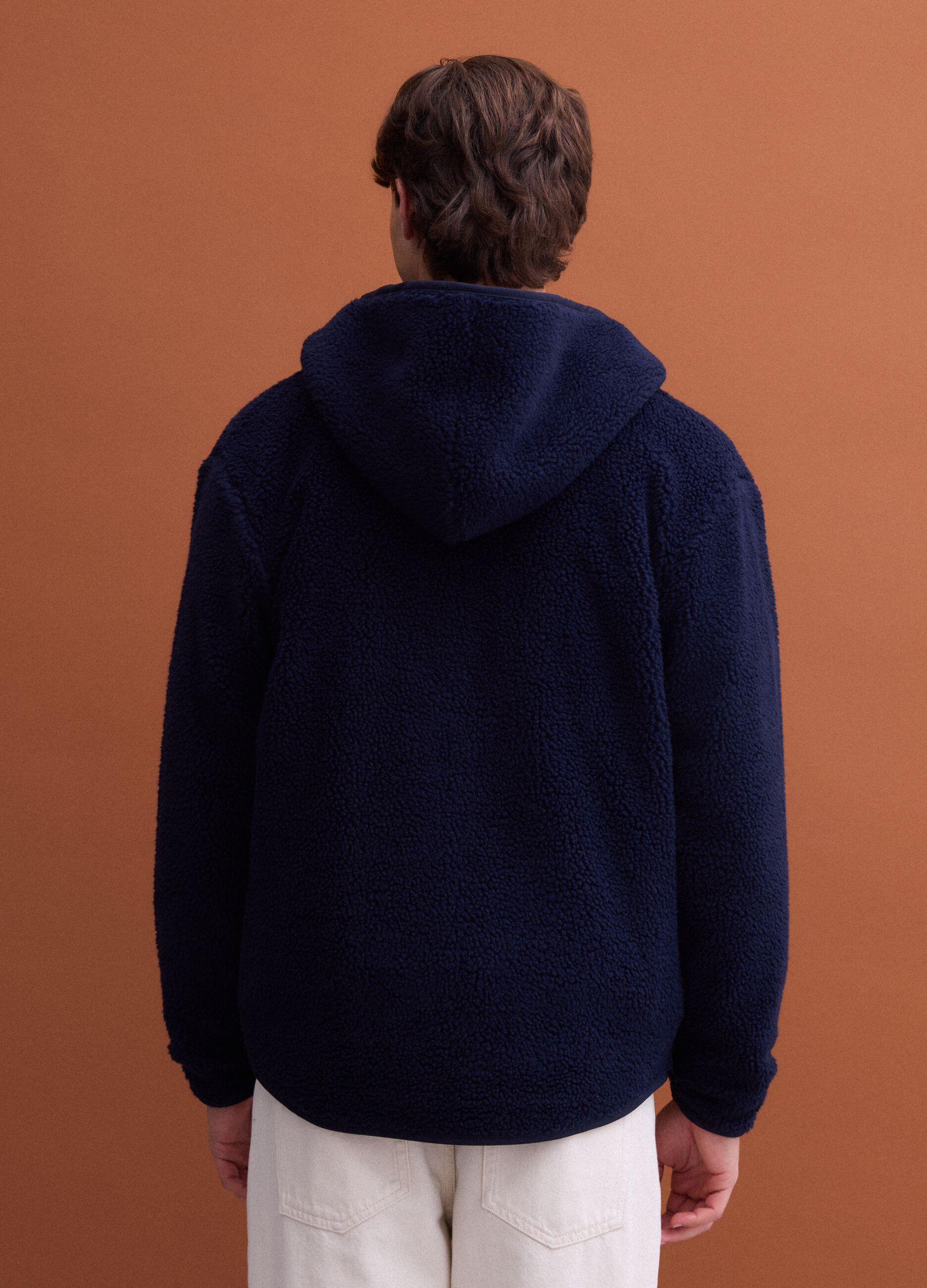 Blue sherpa hoodie, regular fit