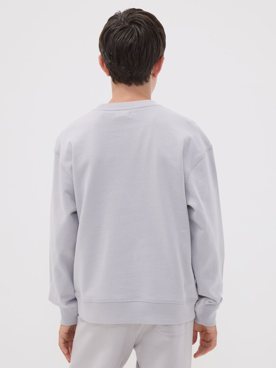 Grey pure cotton crew-neck sweatshirt for boys, relaxed fit_2