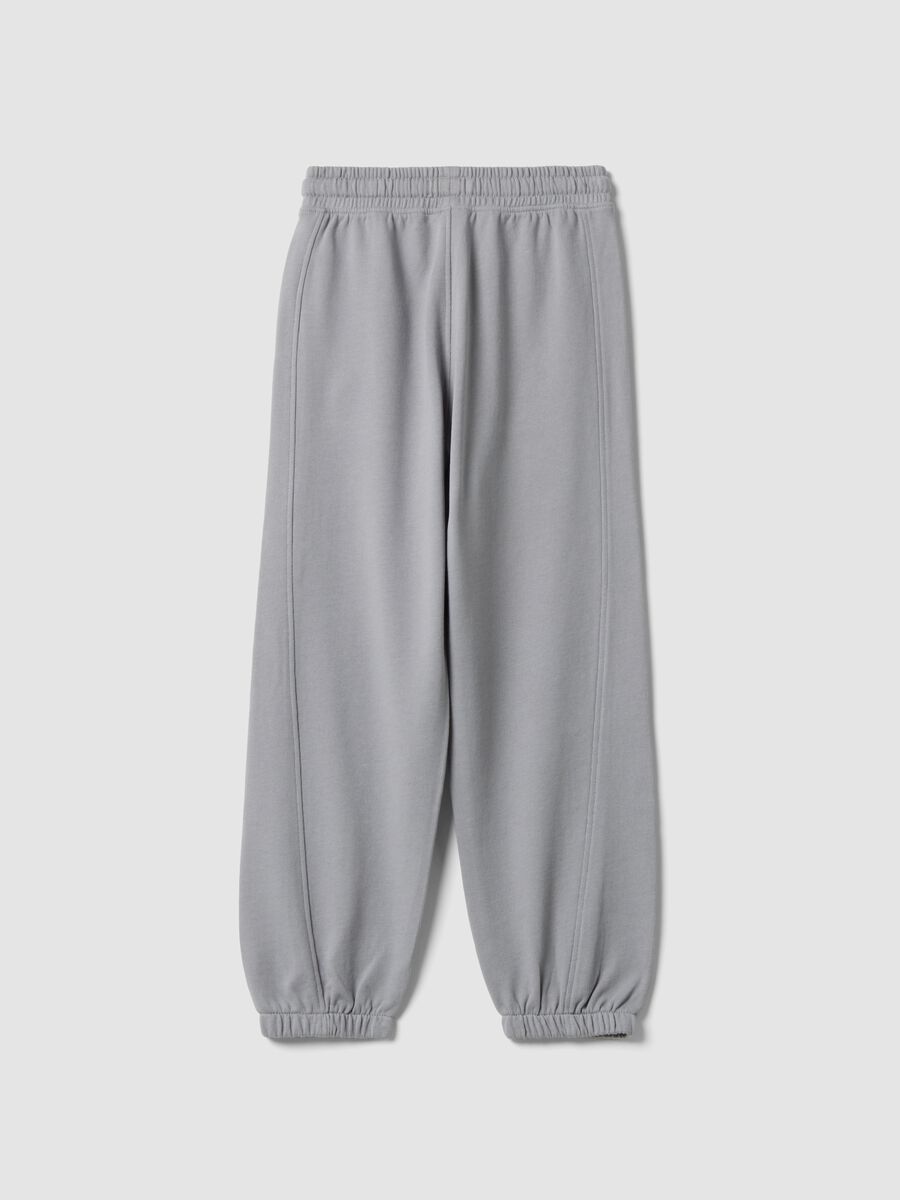 Grey pure cotton joggers with elasticated cuffs_1
