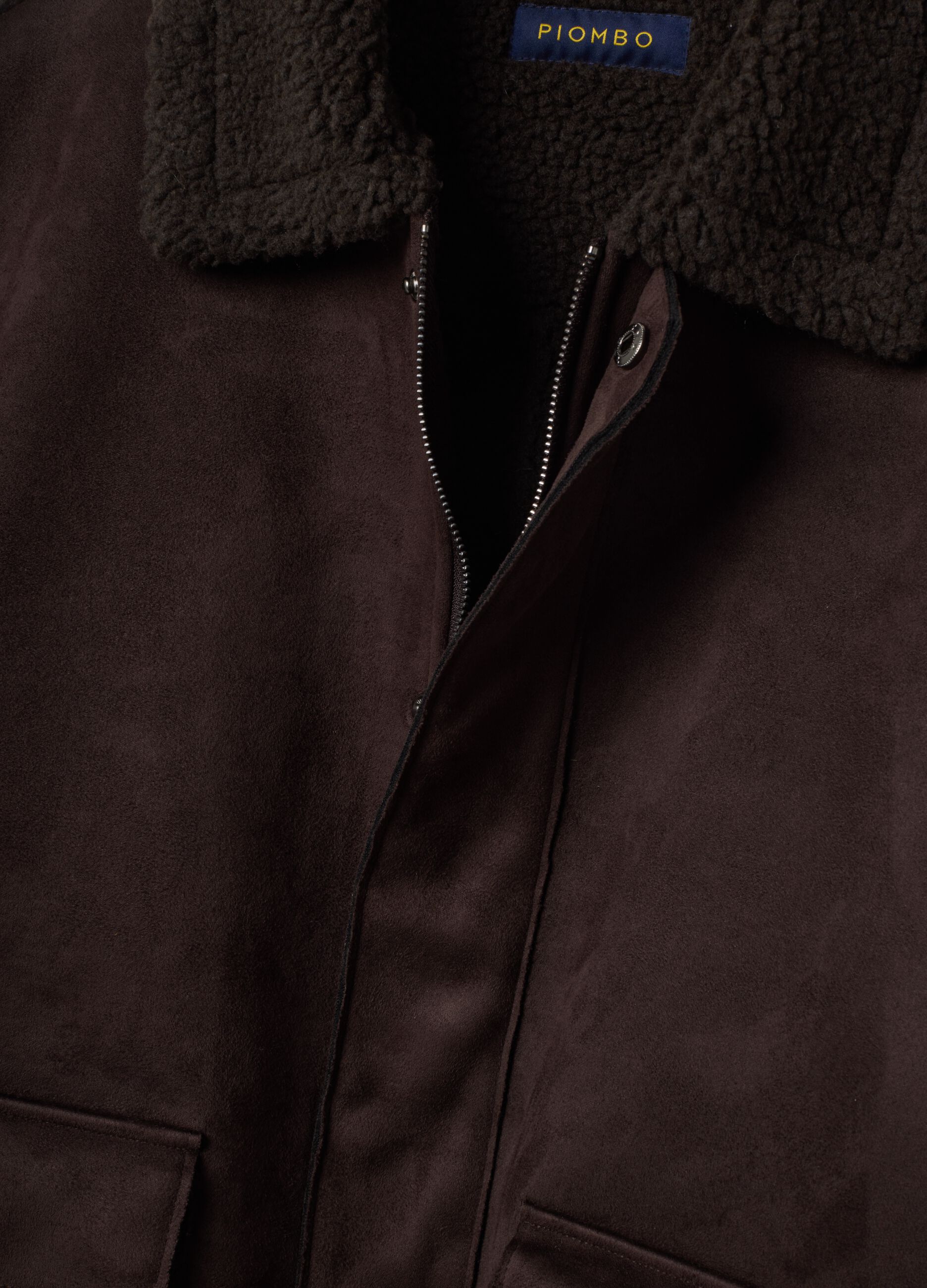 Giubbotto marrone scuro regular fit con collo effetto