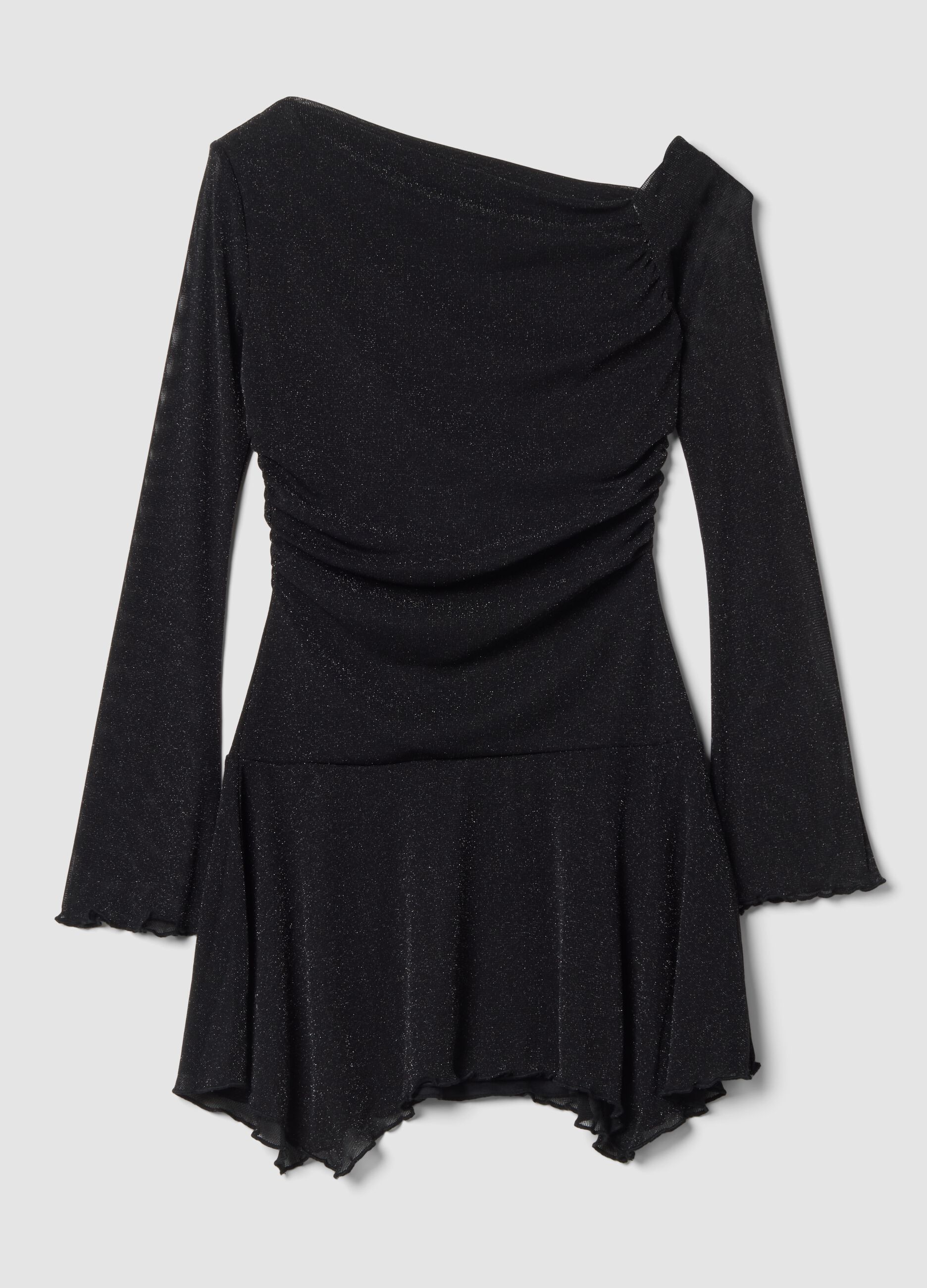 Black stretch dress with flared skirt