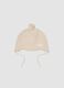 Cappellino beige melange in maglia con pon pon_0