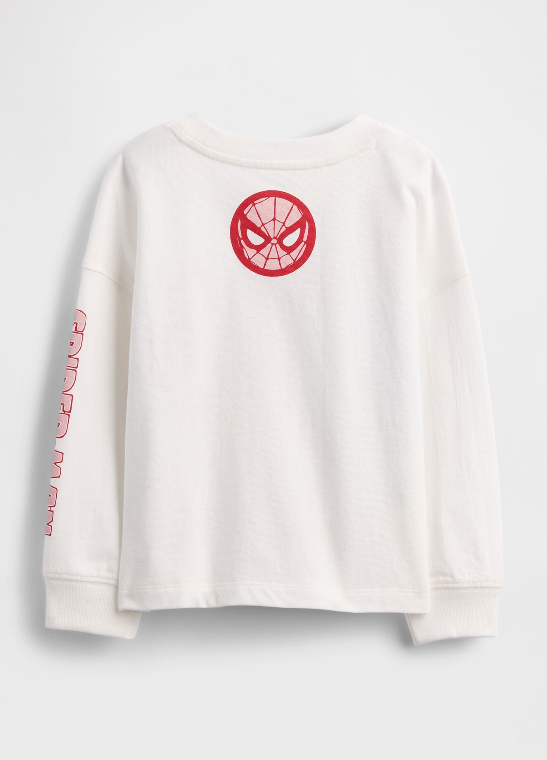 White long sleeve shirt with Spider-Man graphic
