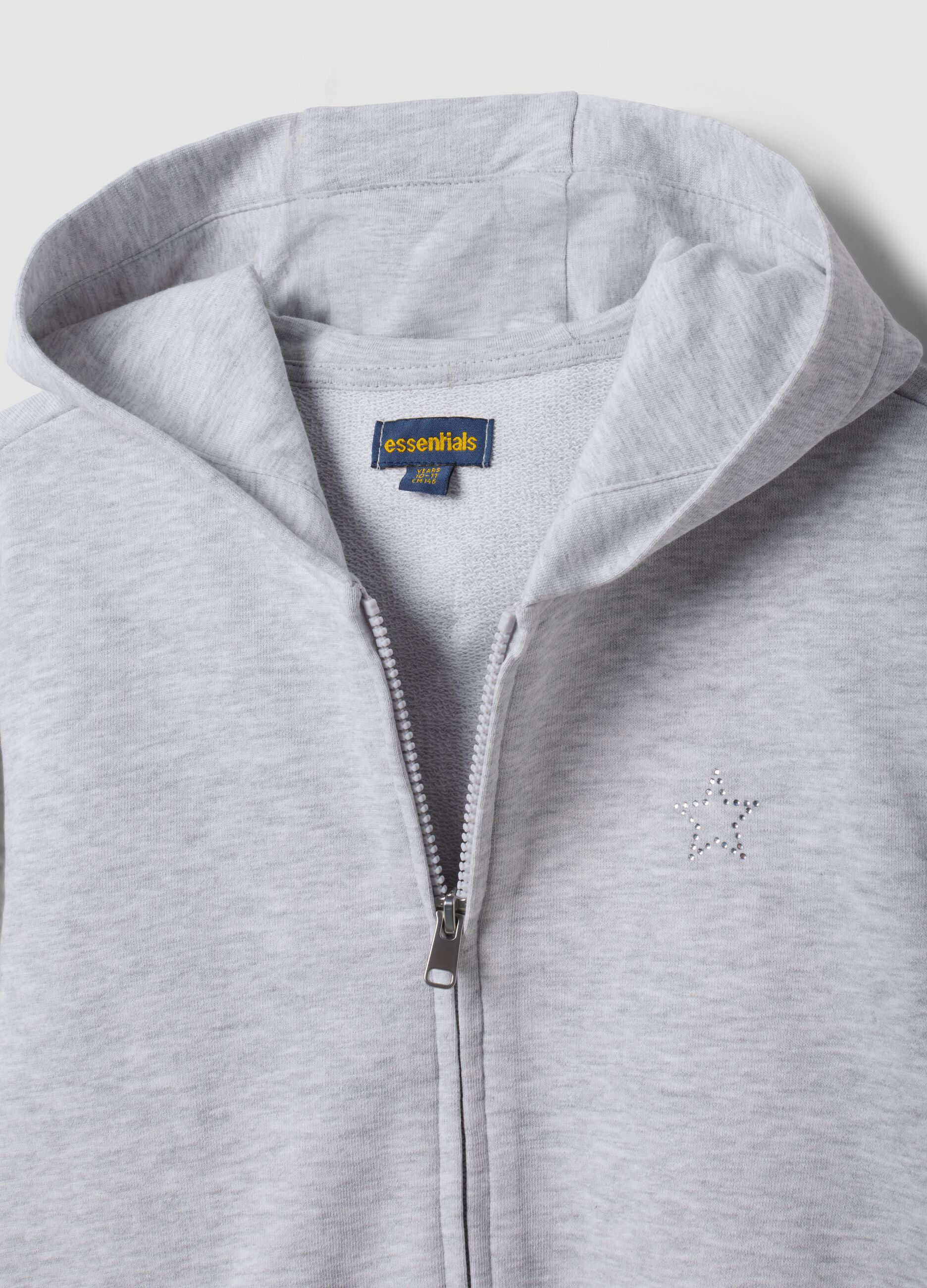 Girls&rsquo; grey hoodie in 100% organic cotton with star detail