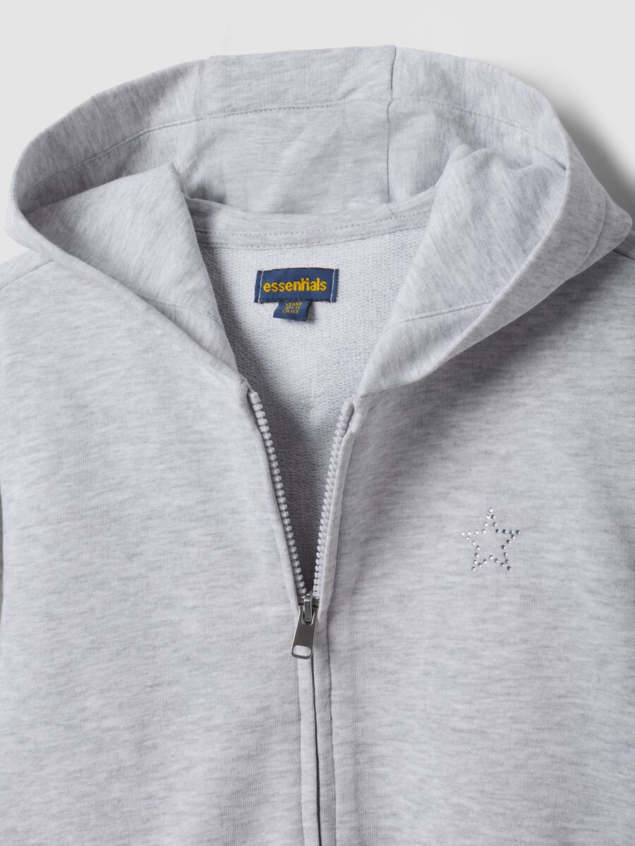 Grey hoodie in pure organic cotton with star for girls_5