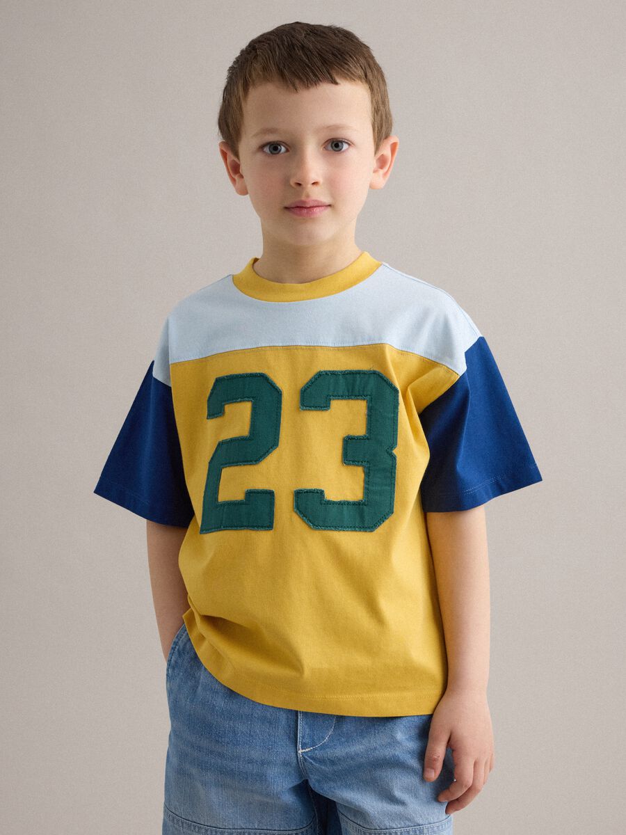 Multicolour pure cotton children's t-shirt regular fit with number 23_0