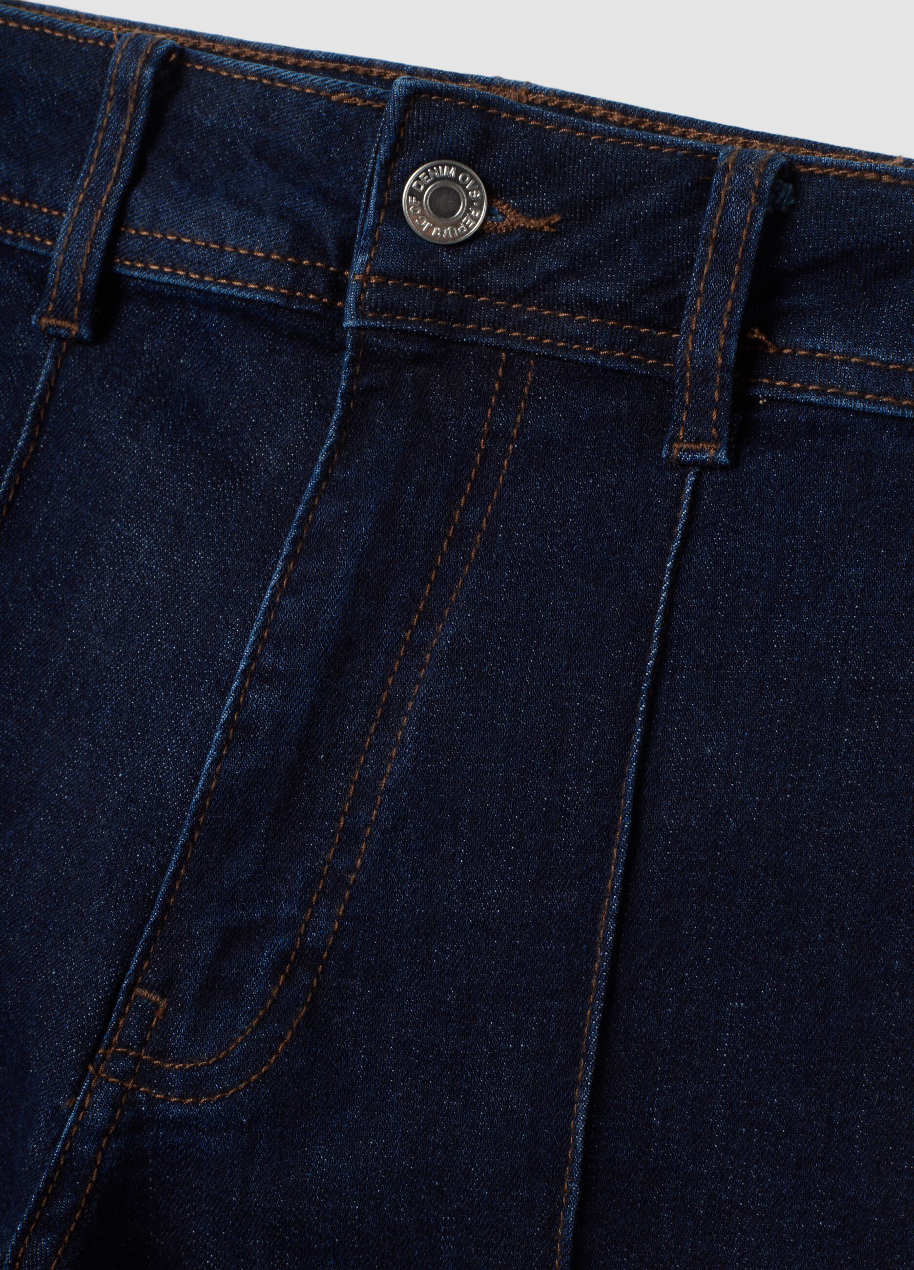 Dark blue wide-leg stretch cotton jeans