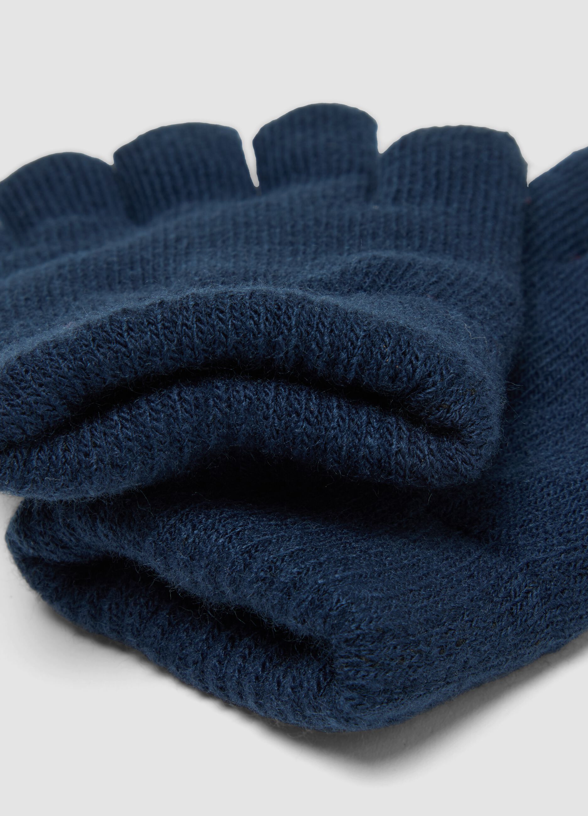 Blue stretchy fabric gloves