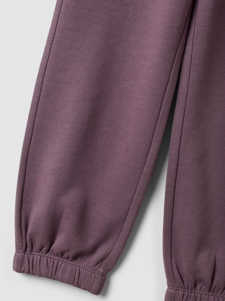 Purple regular-fit pure cotton fleece jogger trousers_3