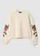 White cotton-blend sweatshirt with embroidery, regular fit_0