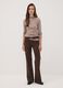 T-shirt beige in viscosa elasticizzata con girocollo_1