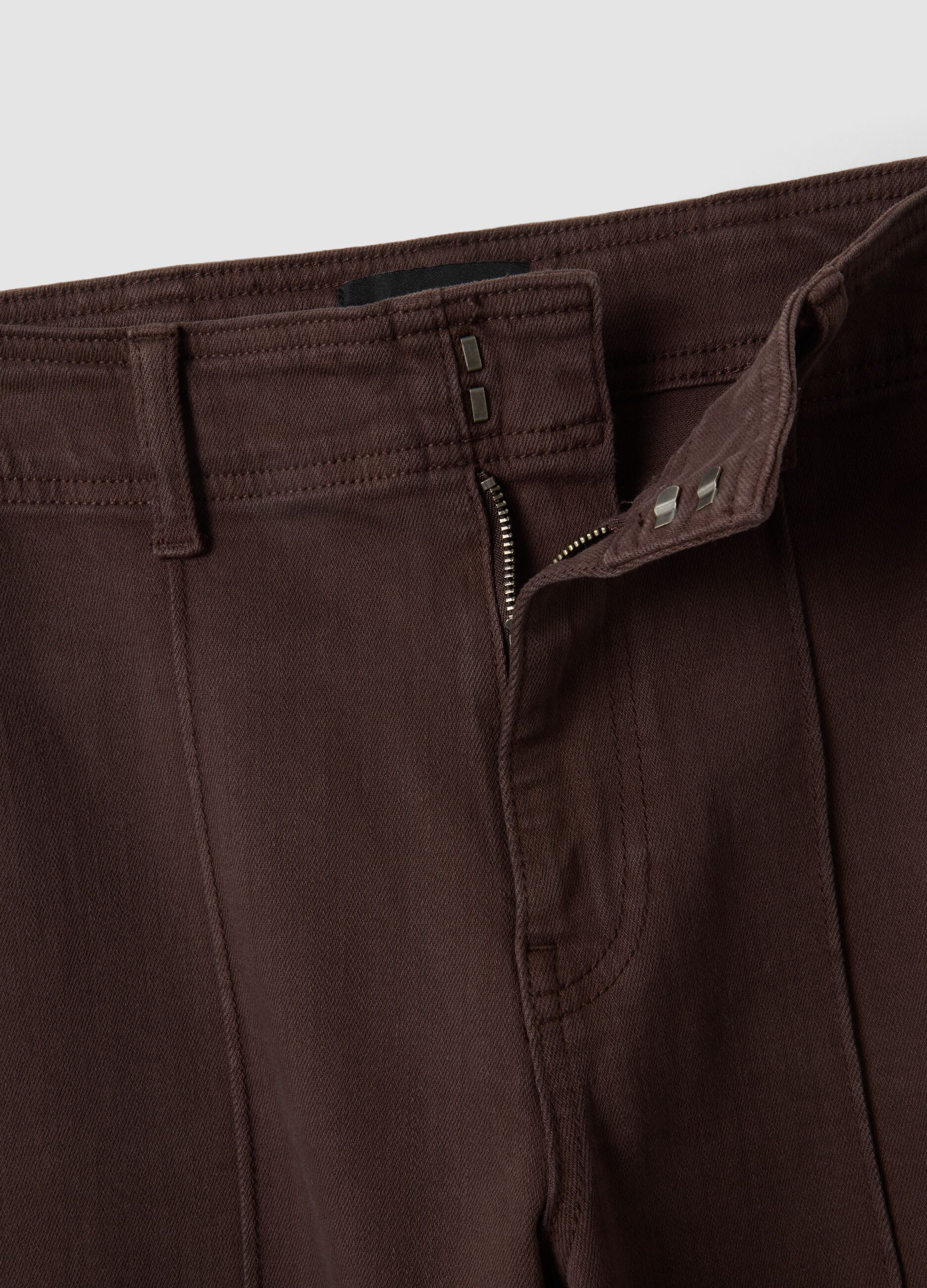 Brown wide-leg jeans in stretch cotton twill