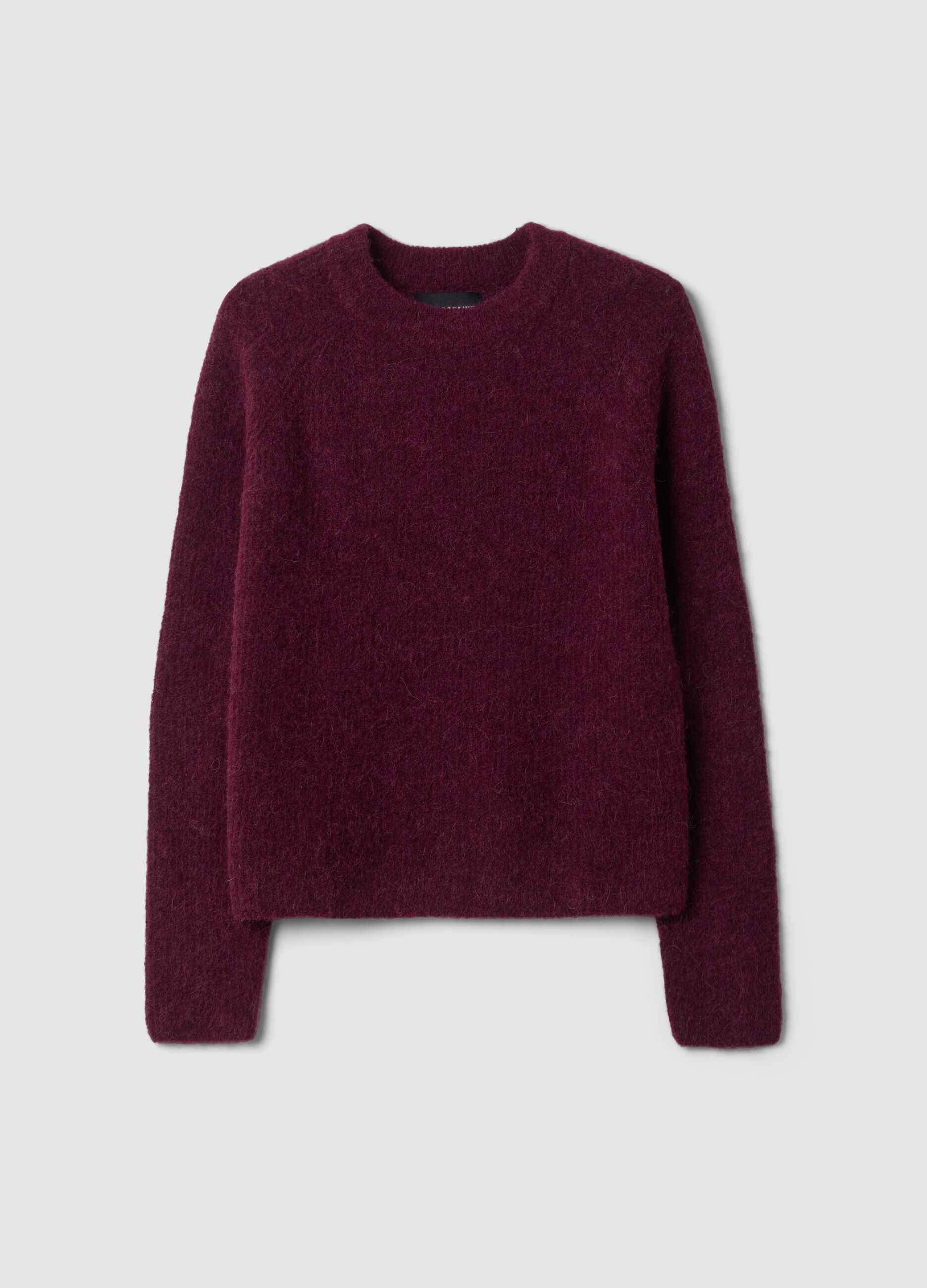 Maglia viola in alpaca e lana elasticizzato girocollo