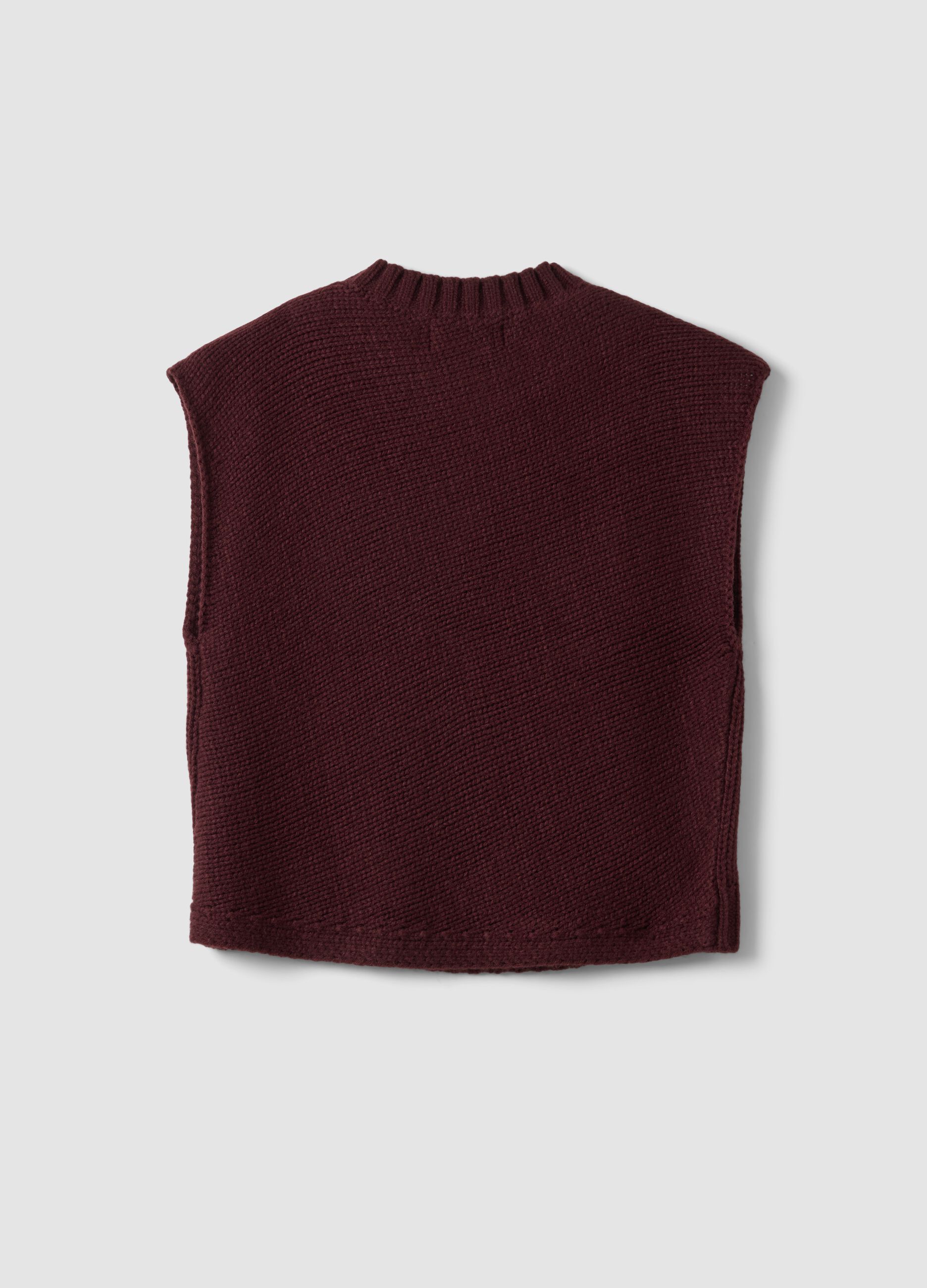 Gilet rosso girocollo in misto lana over fit