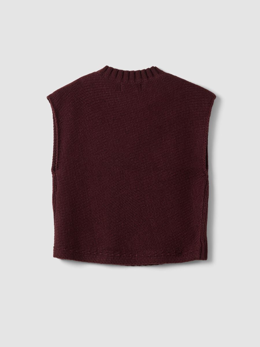Gilet rosso girocollo in misto lana over fit_2