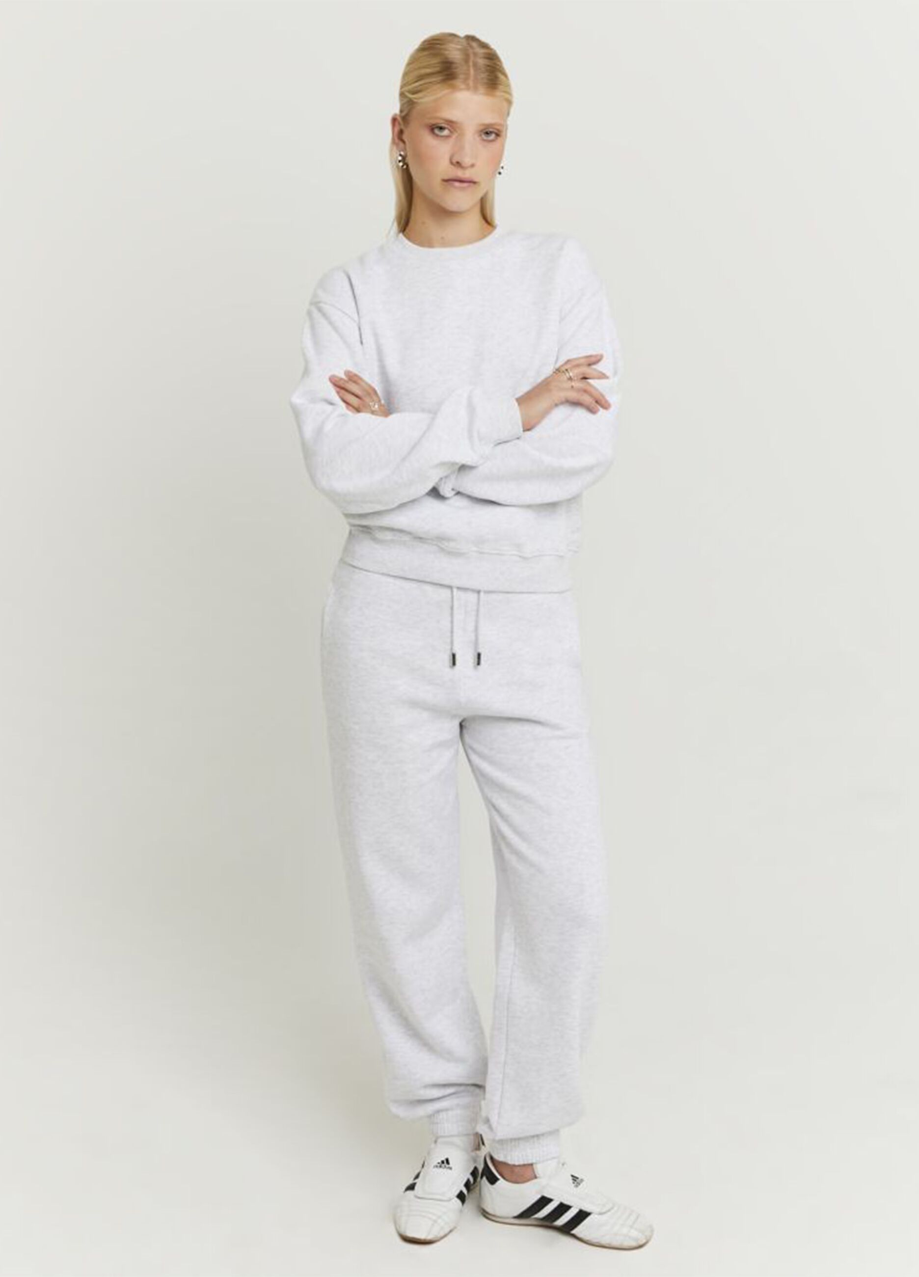 Grey cotton blend jogger trousers regular fit