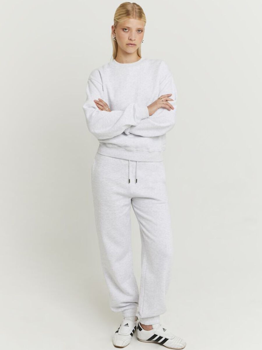 Grey cotton blend jogger trousers regular fit_0
