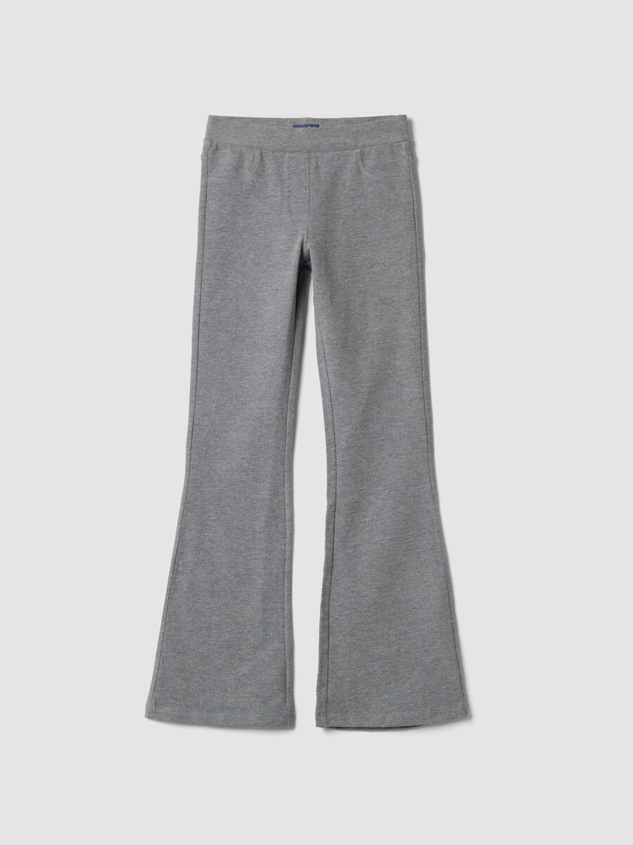 Grey flare trousers in organic cotton and stretch viscose_0