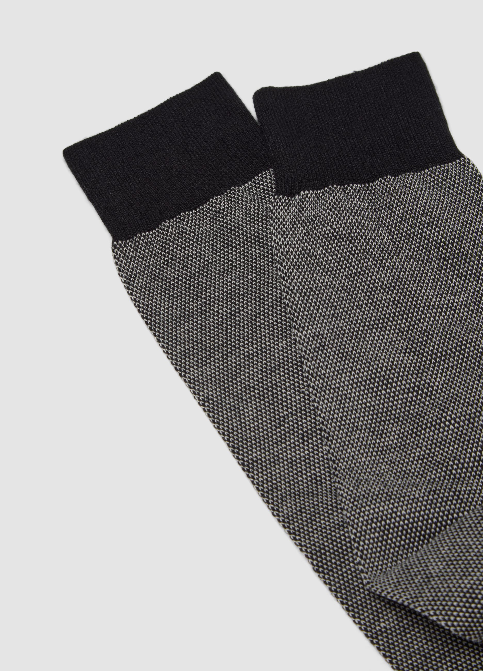 Black long socks in stretch cotton