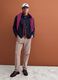 Pantaloni beige in cotone elasticizzato a coste regular fit_0