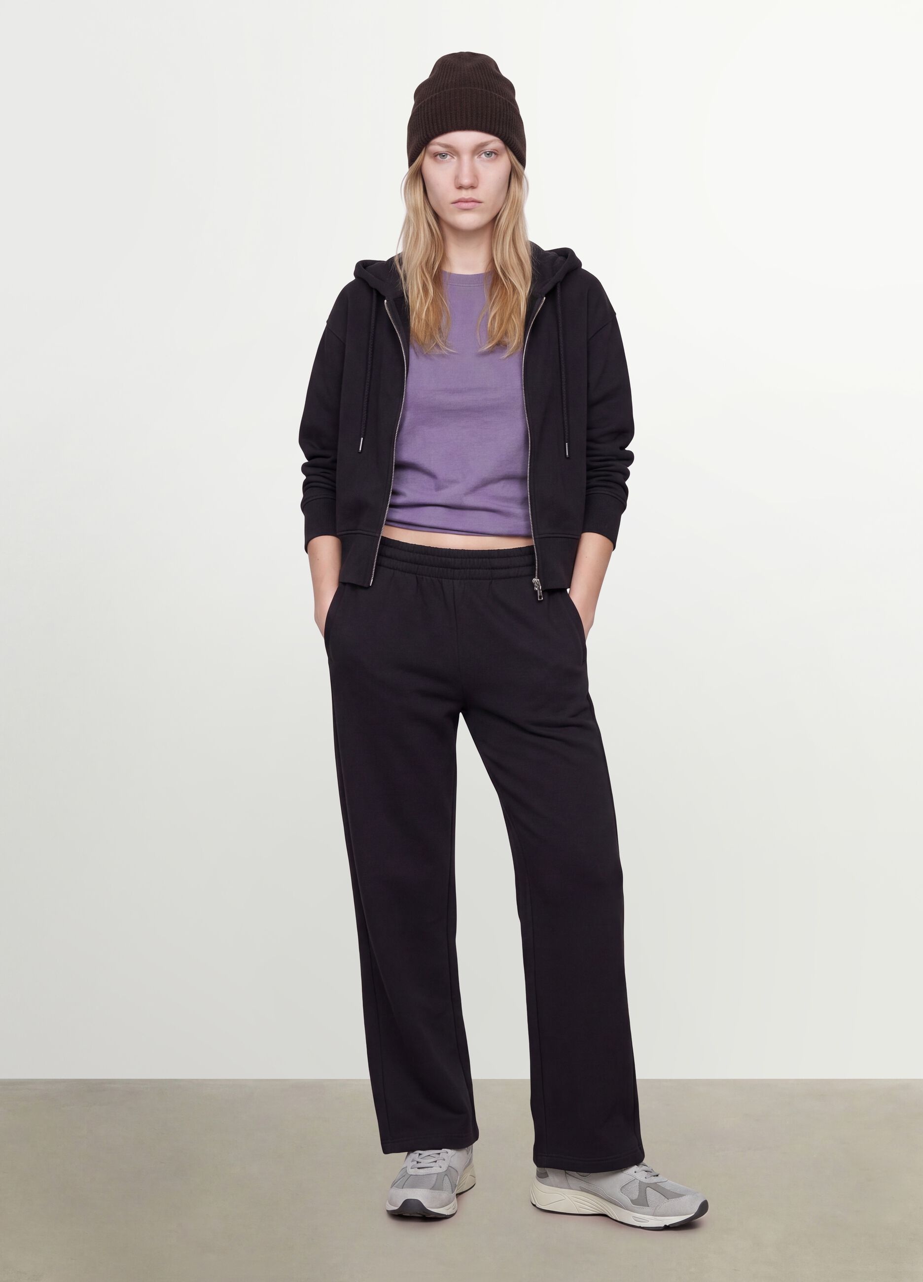 Black cotton-blend straight-fit joggers