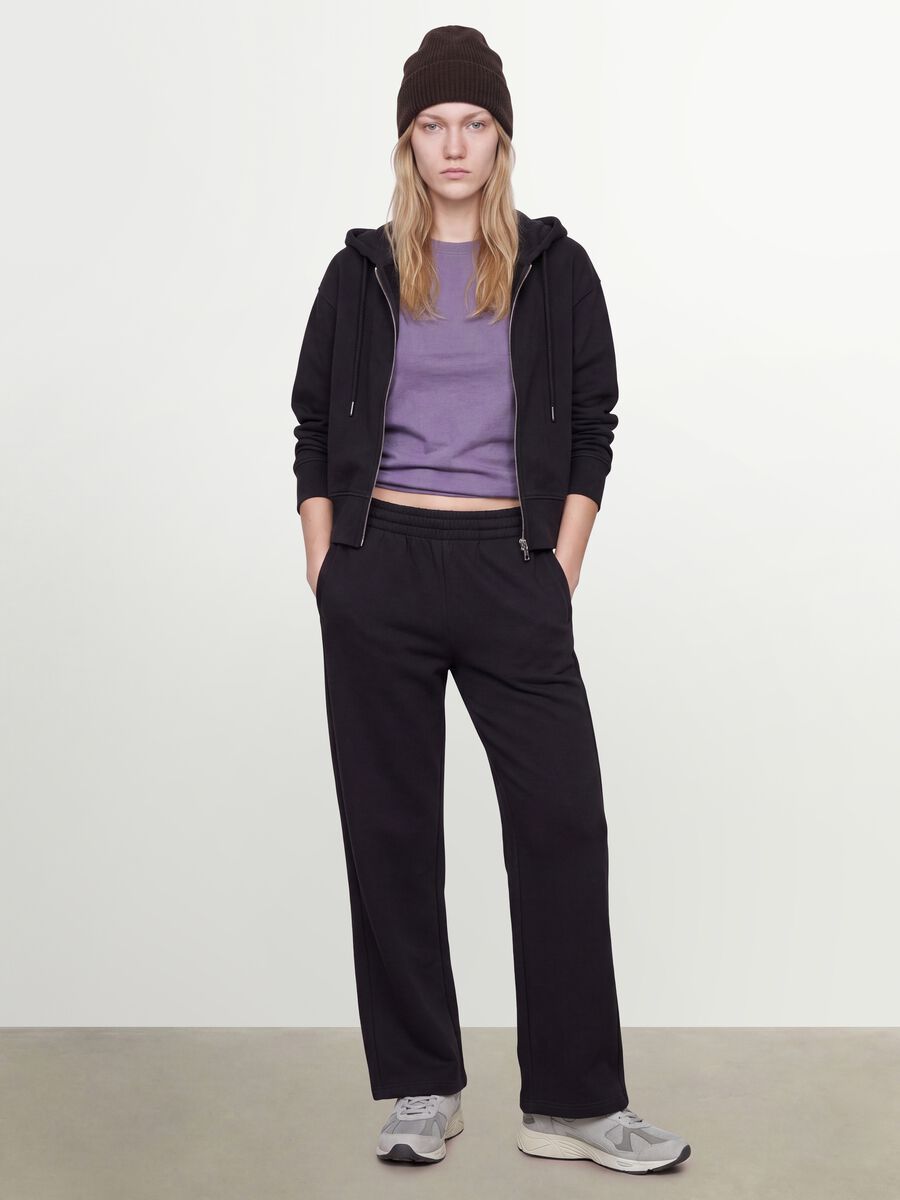 Black cotton-blend straight-leg joggers_0