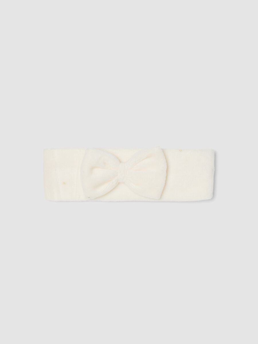 White organic cotton-blend baby headband_0