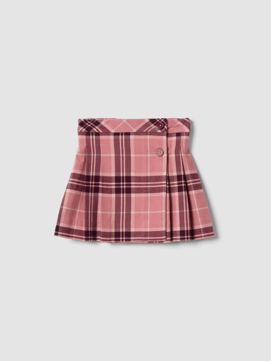 Pink and Purple Checked Stretch Viscose Skirt_0