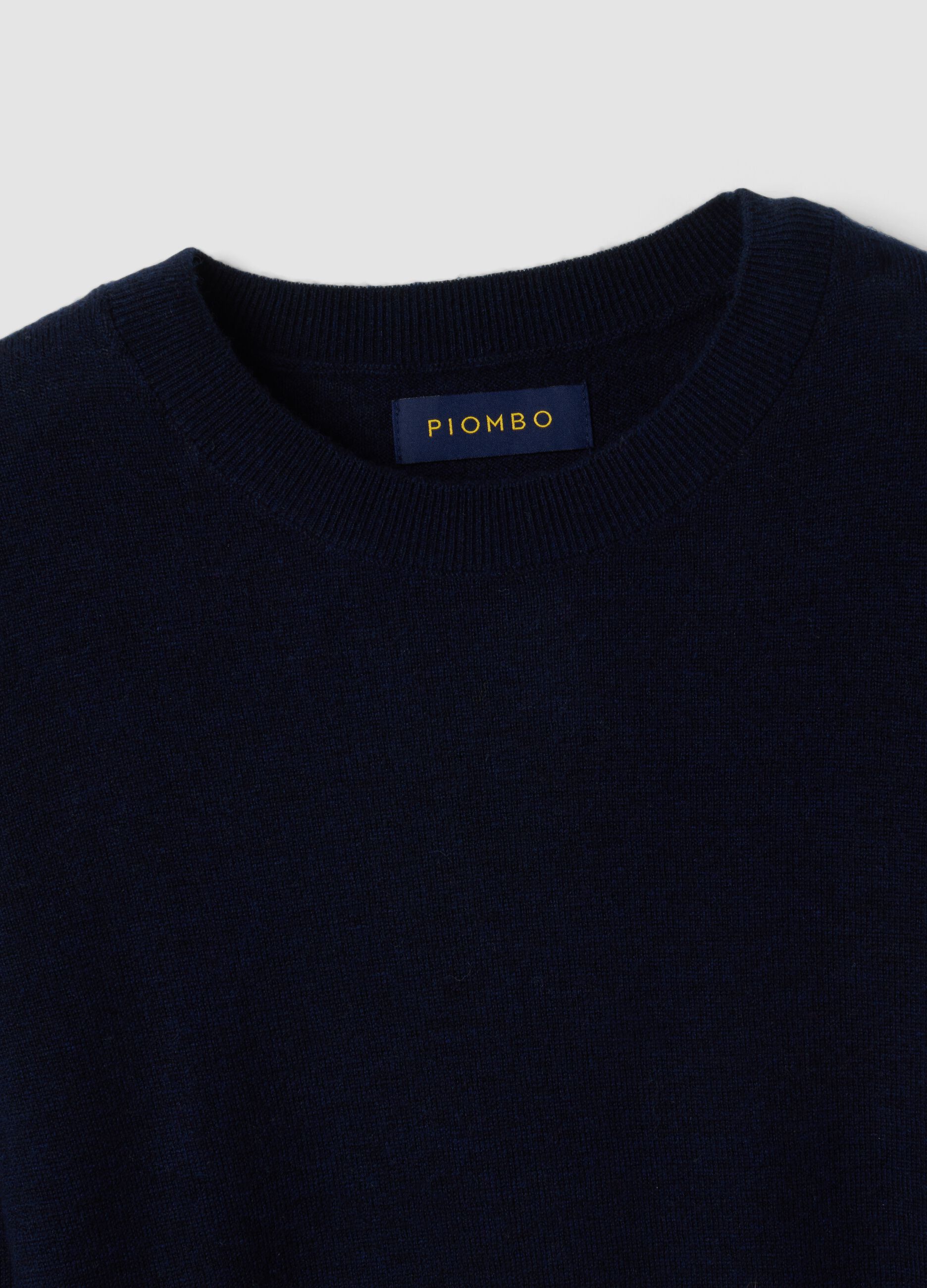 Maglia blu in pura lana a girocollo