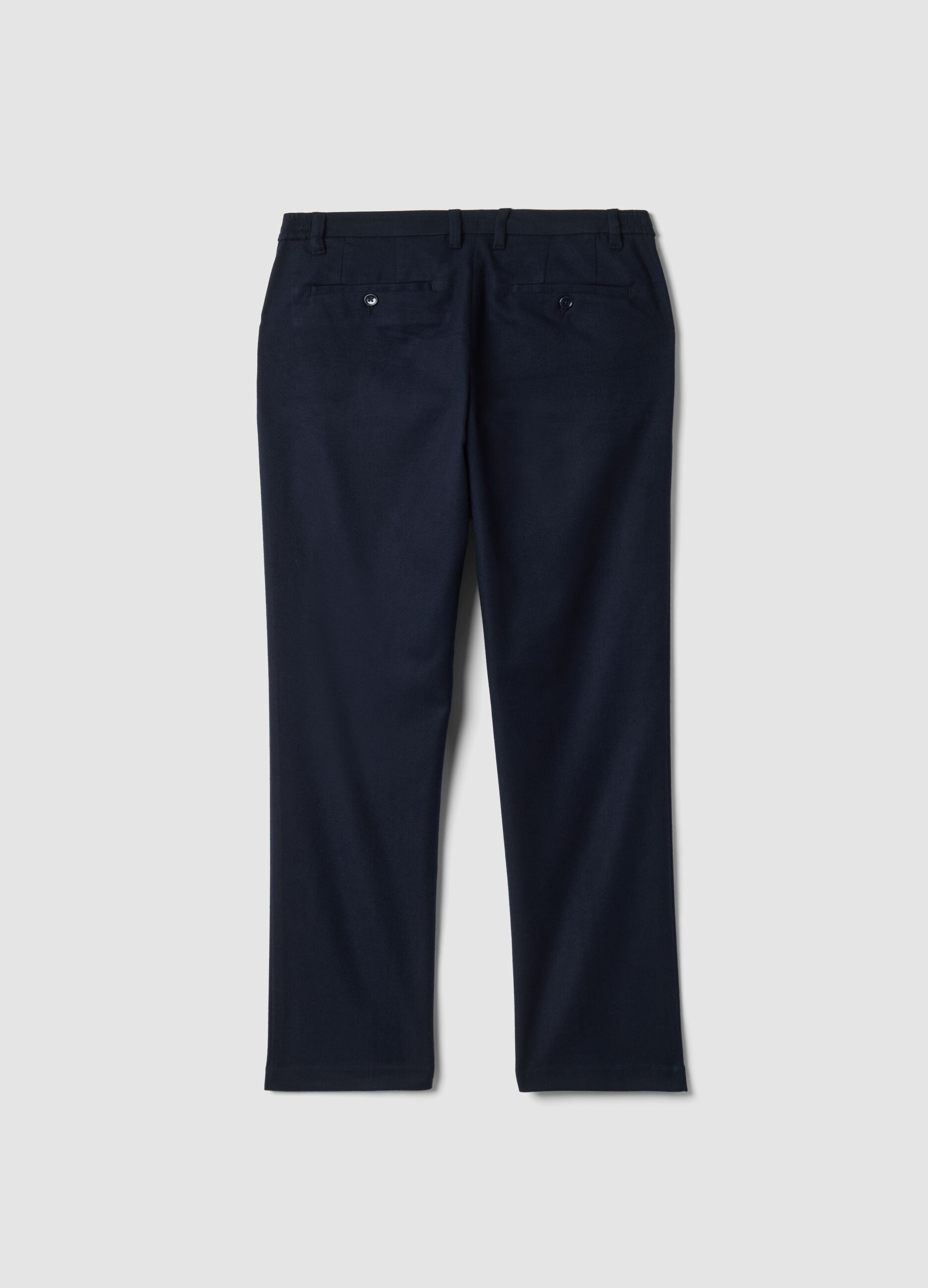 Pantaloni chino blu scuro in misto viscosa elasticizzata regular fit