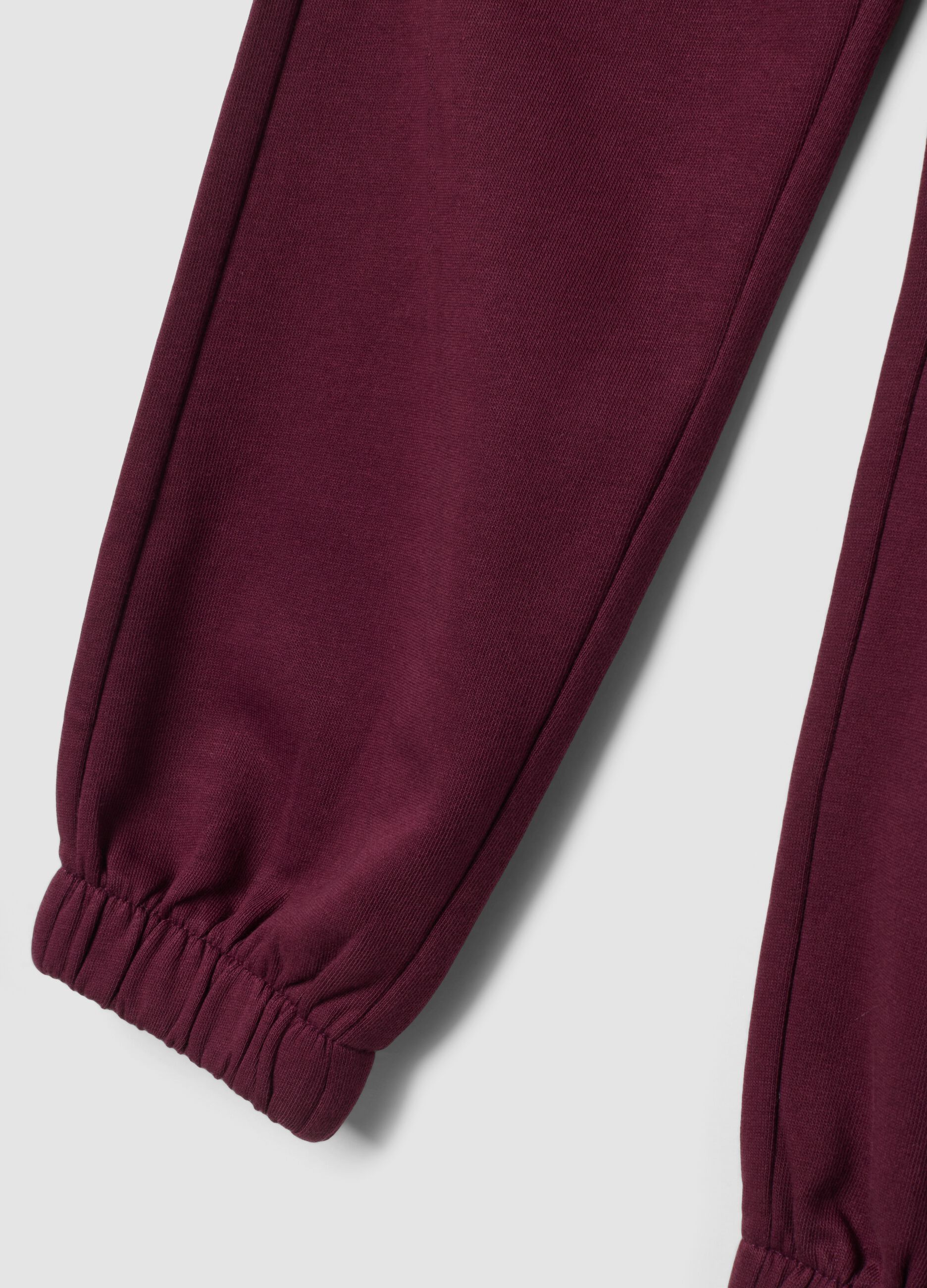 Purple regular-fit fleece joggers in pure cotton