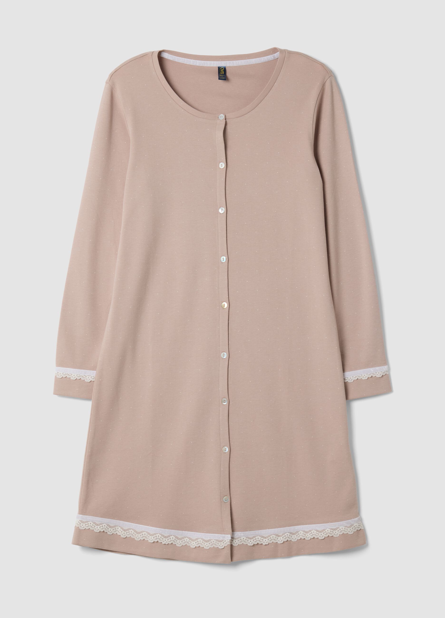 Brown crew-neck nightdress in pure organic cotton