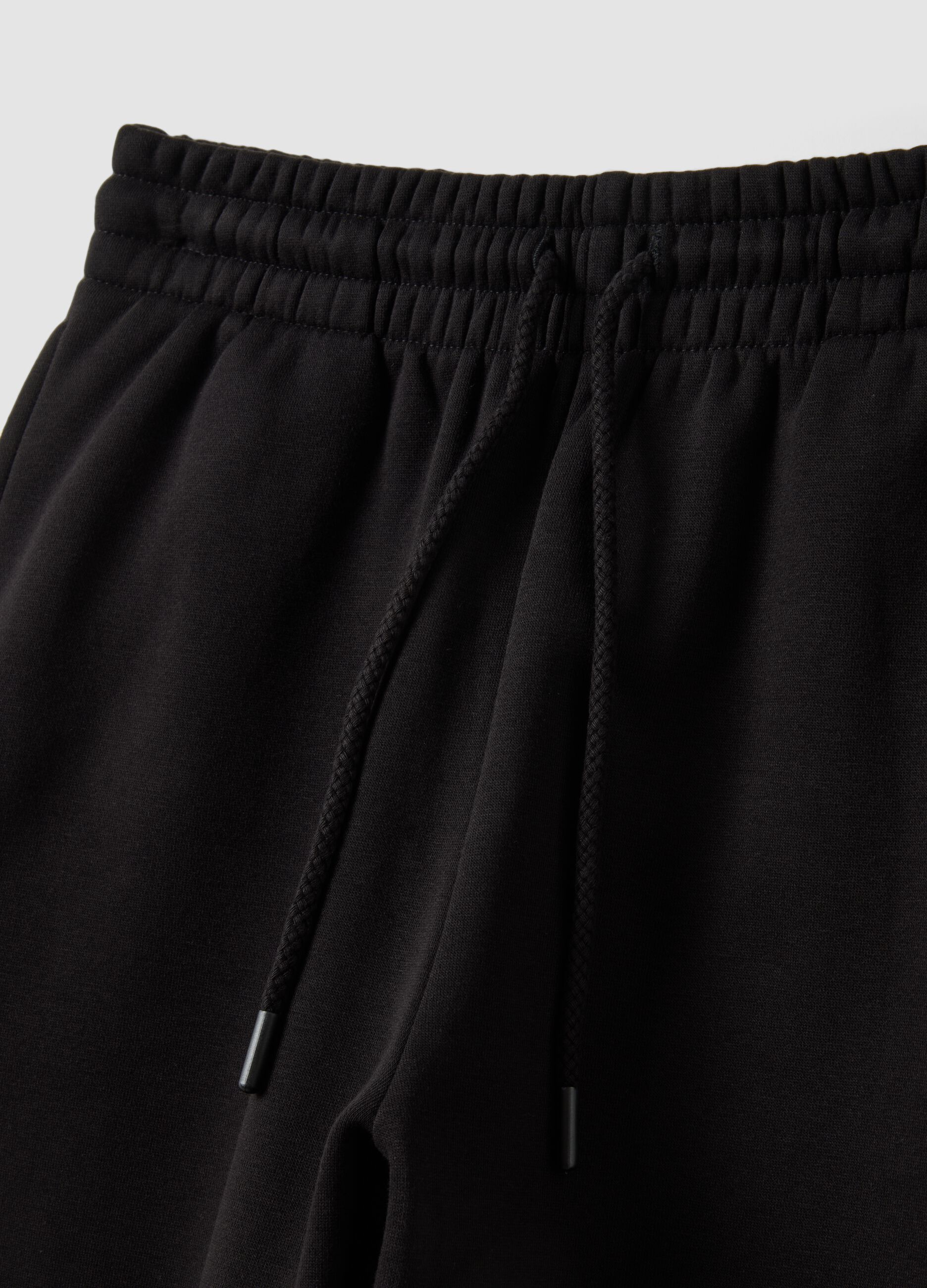 Black cotton-blend joggers with elasticated waist, regular fit