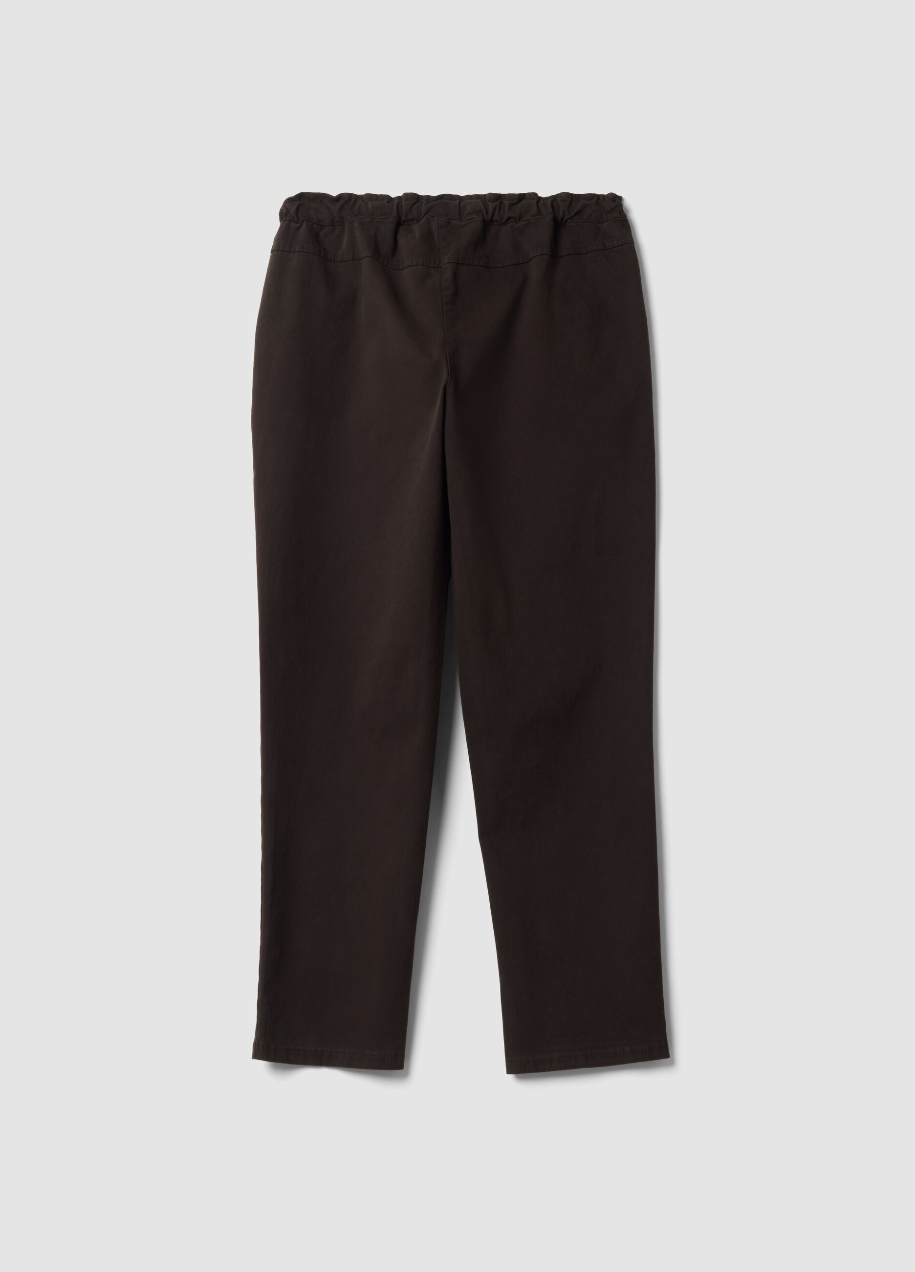 Pantaloni marroni in cotone elasticizzato regular fit