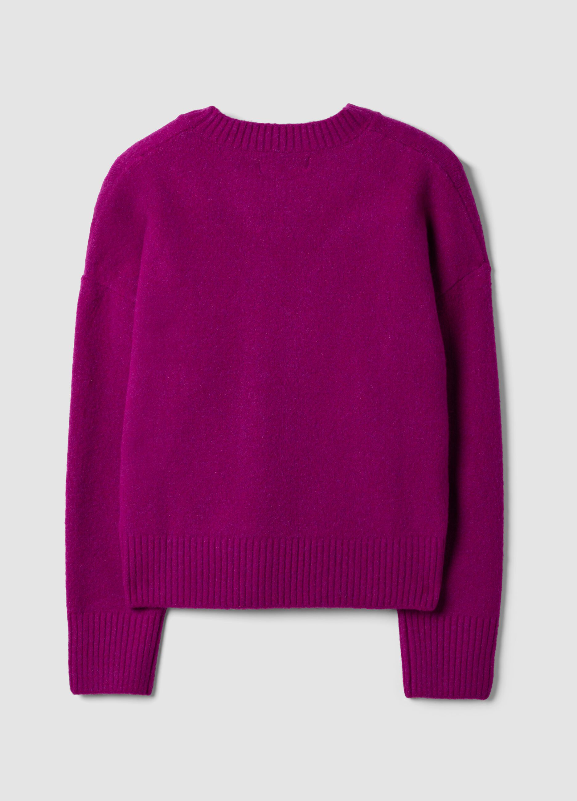 Pink stretch wool crew-neck jumper