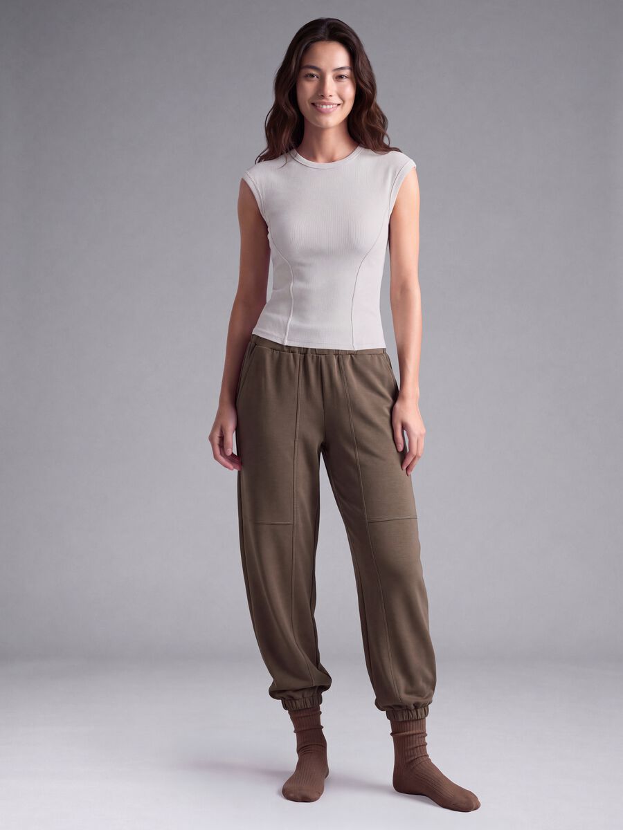 T-shirt fitted bianca in modal elasticizzato a costine ALTAVIA STUDIO_0