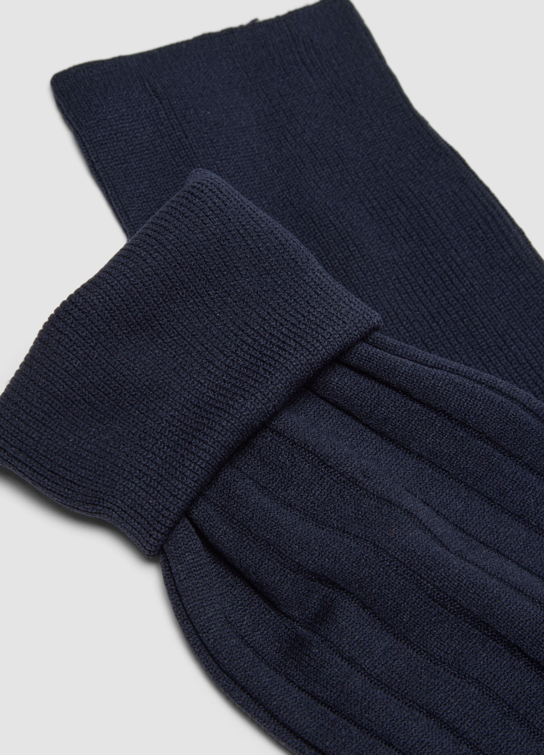2-pack of navy blue ribbed knee-high socks