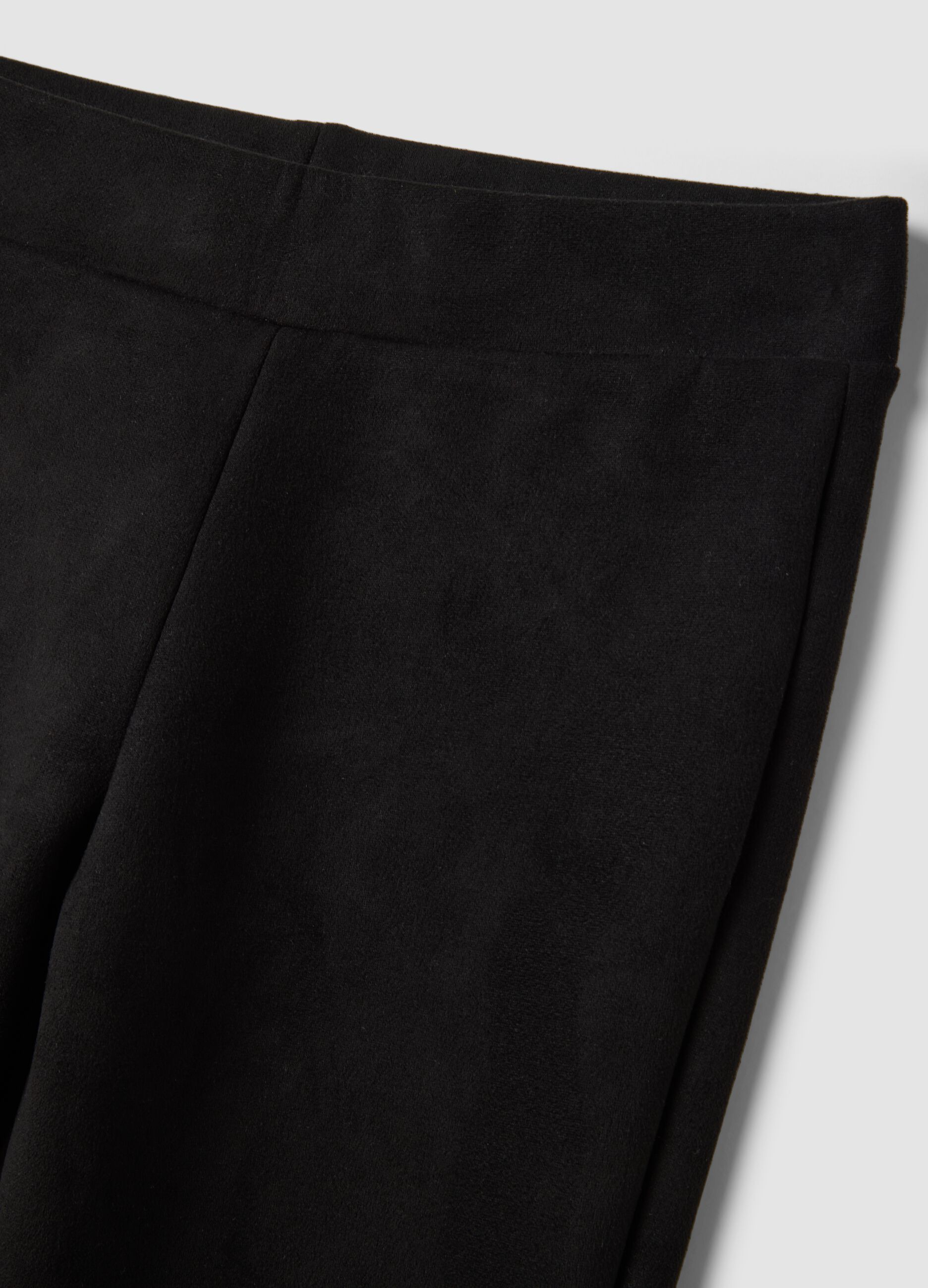 Black flared leggings in stretch fabric