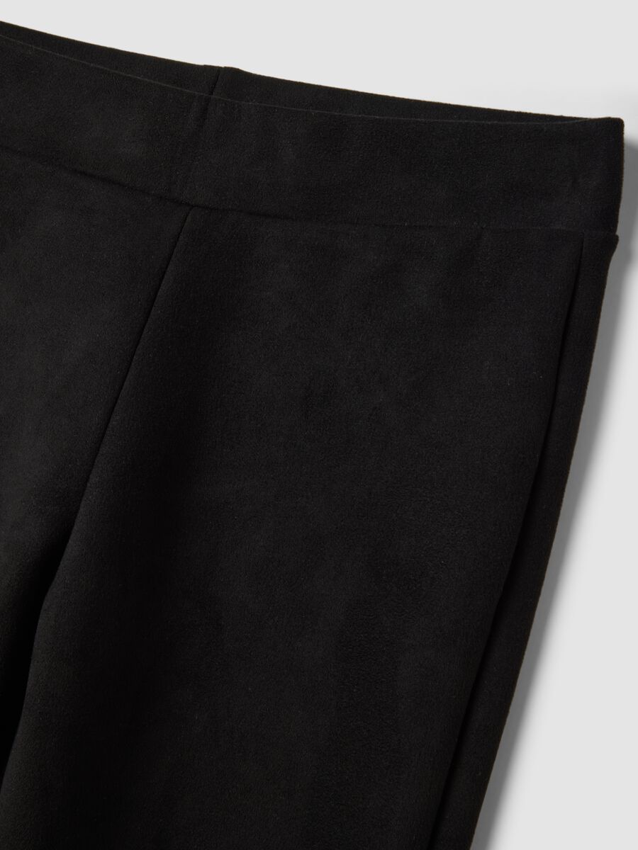 Black flared leggings in stretch fabric_1