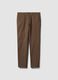 Men's brown slim-fit stretch cotton twill chino trousers_4
