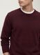 Maglia rossa in misto cotone e cashmere girocollo_2