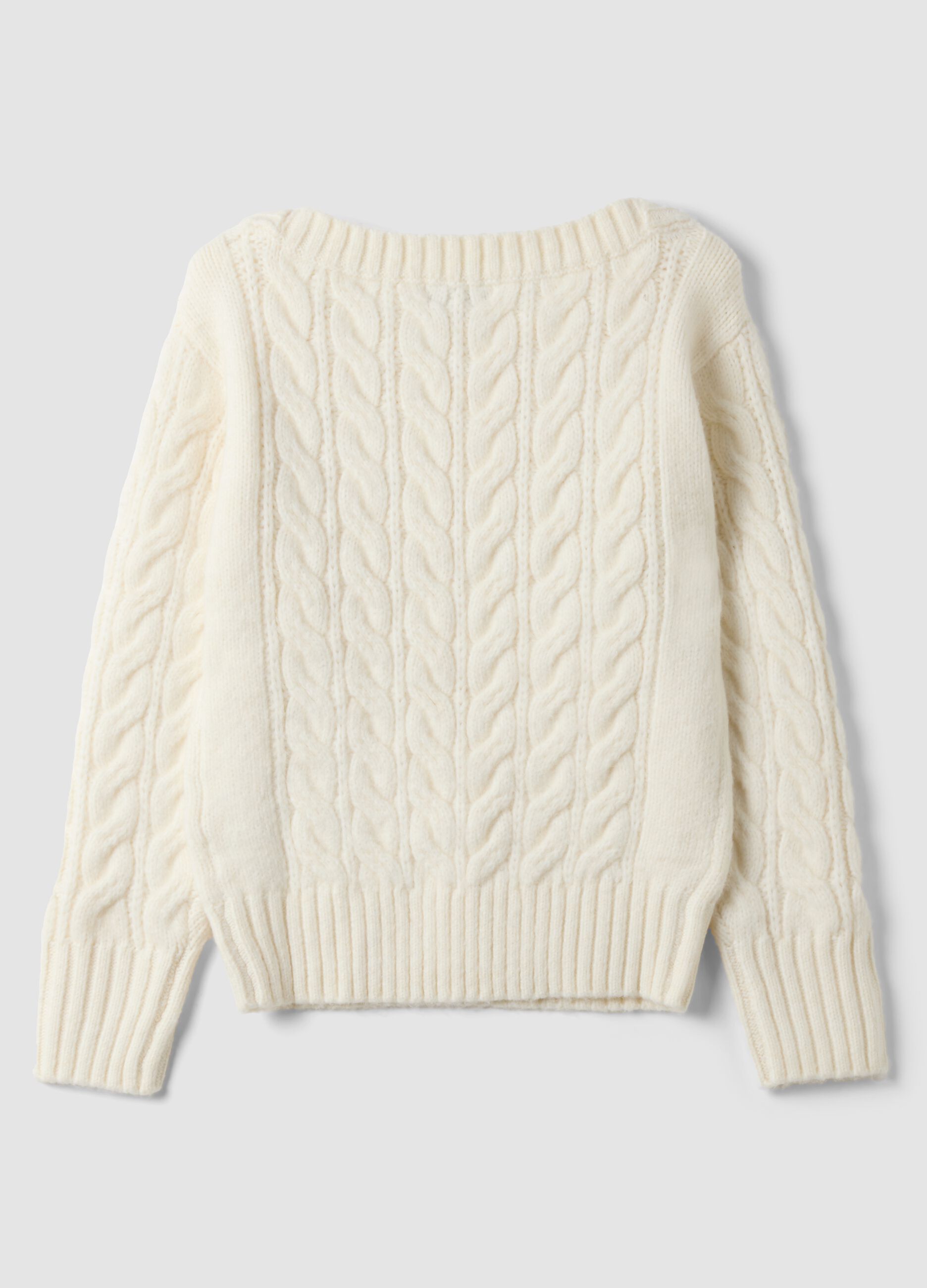 White wool-blend boat-neck jumper, regular fit
