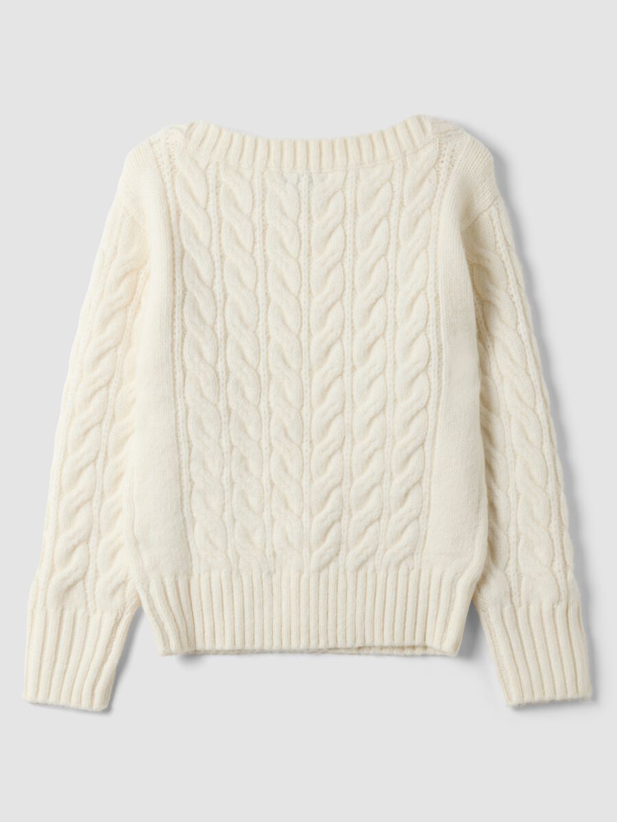 White wool-blend boat-neck jumper, regular fit_1